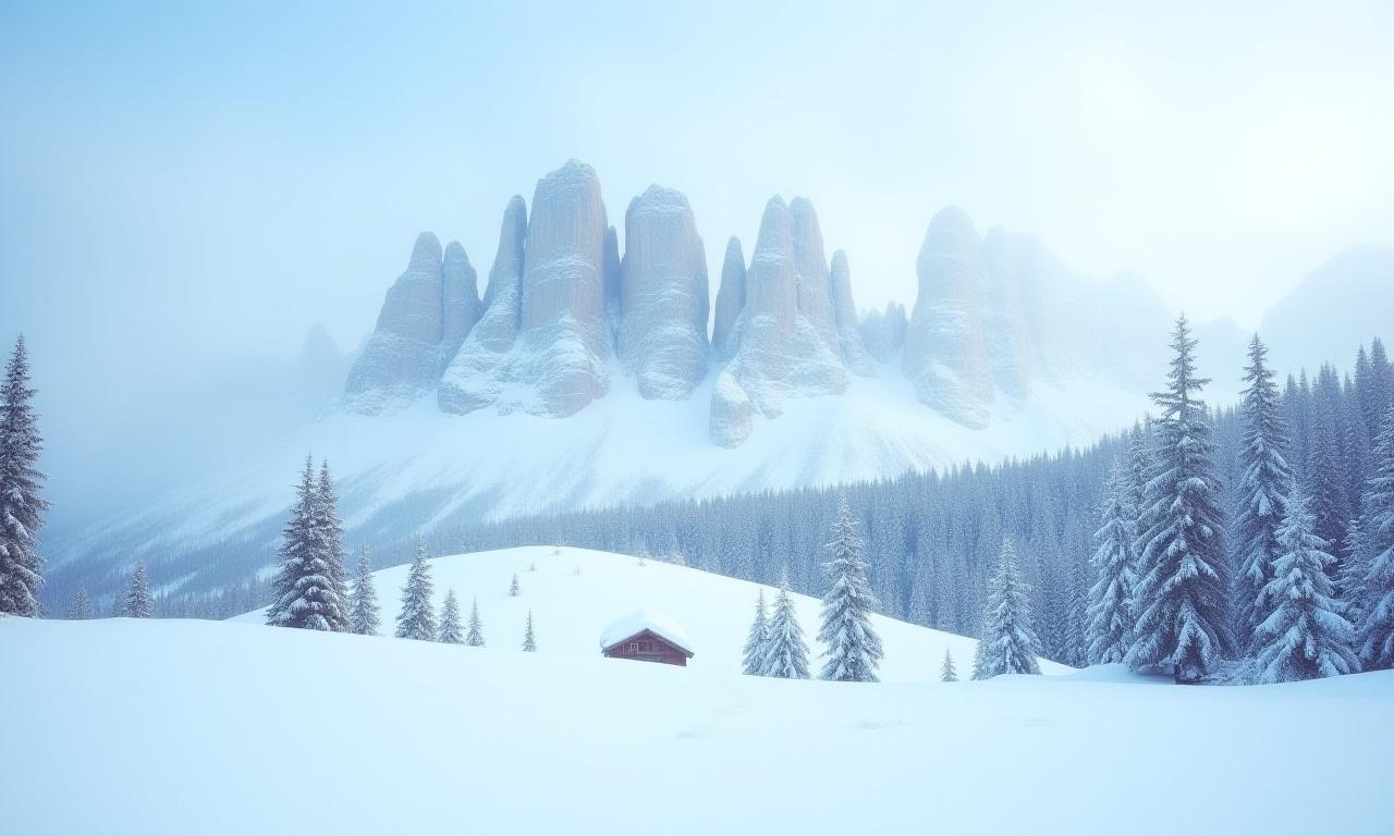 Paesaggio invernale innevato sulle Dolomiti