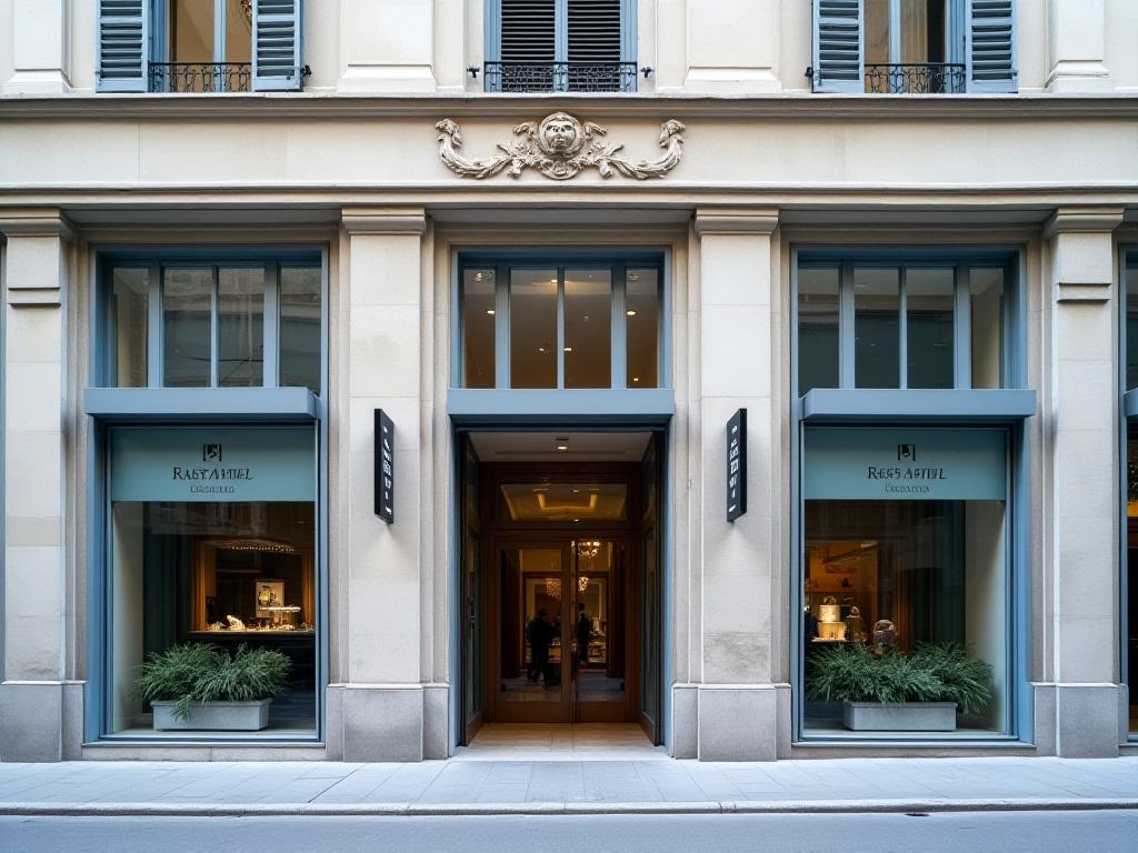 Elegante facciata dell'edificio dell'agenzia nel centro di Milano